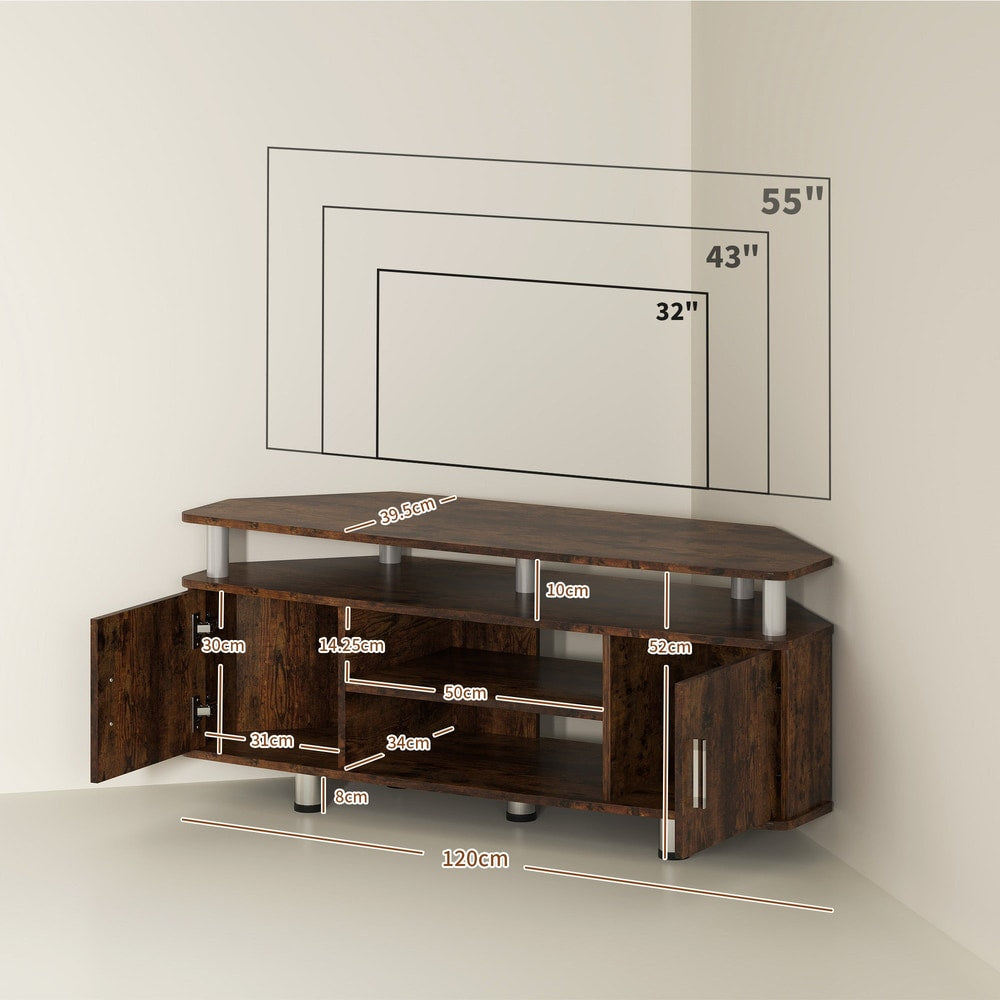 HOMCOM TV Unit Cabinet for TVs up to 55 Inches with Storage Shelves and Cupboard, Entertainment Centre for Living Room