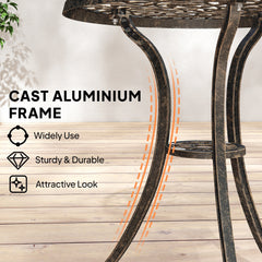 Outsunny 3 Pcs Aluminium Bistro Set Garden Furniture Dining Table Chairs Outdoor Seat Patio Seater Brown