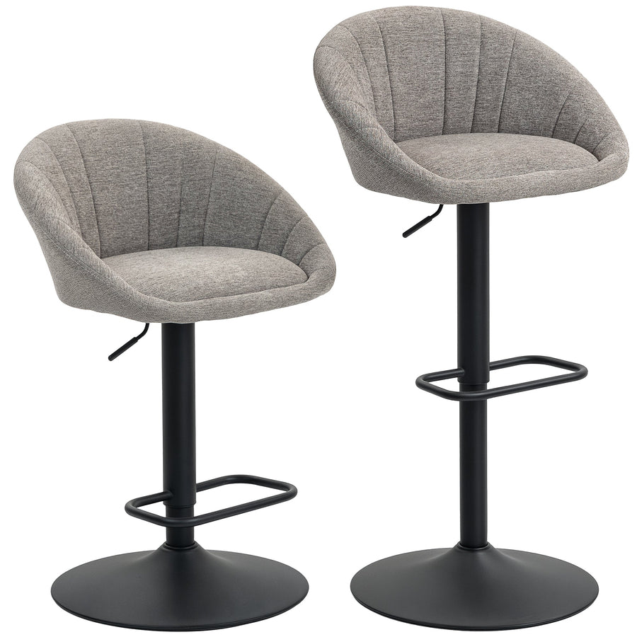 HOMCOM Set of Two Relaxed Tub Bar Stools - Grey