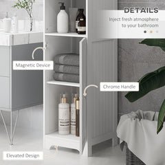 HOMCOM Slim Bathroom Storage Cabinet, Tall Bathroom Cabinet with 3 Open Shelves and Adjustable Shelf, White