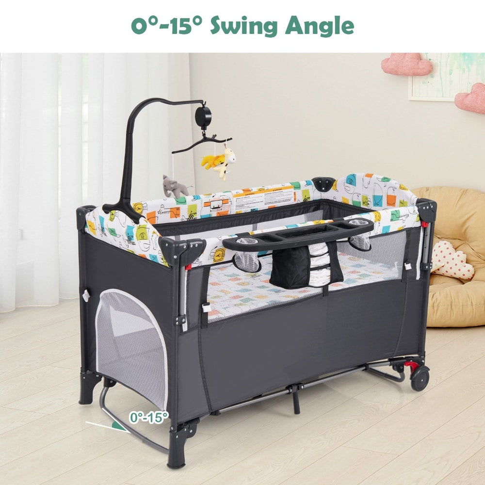 5-in-1 Baby Bassinet Bedside Sleeper in Grey