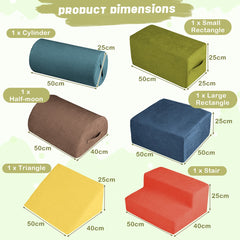 6-Piece Baby Climbing Blocks with Skin-Friendly Chenille Fabric-Multicolor
