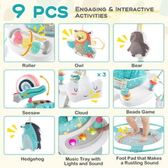 Nine interactive activities and toys included with the baby walker