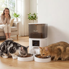 PawHut Automatic Cat Feeder for 2 Cats with HD Camera,2.4G & 5G WiFi Pet Food Dispenser 6L APP Control