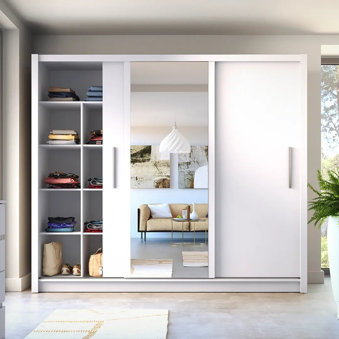 Baku 13 Sliding Door Wardrobe 248cm in White