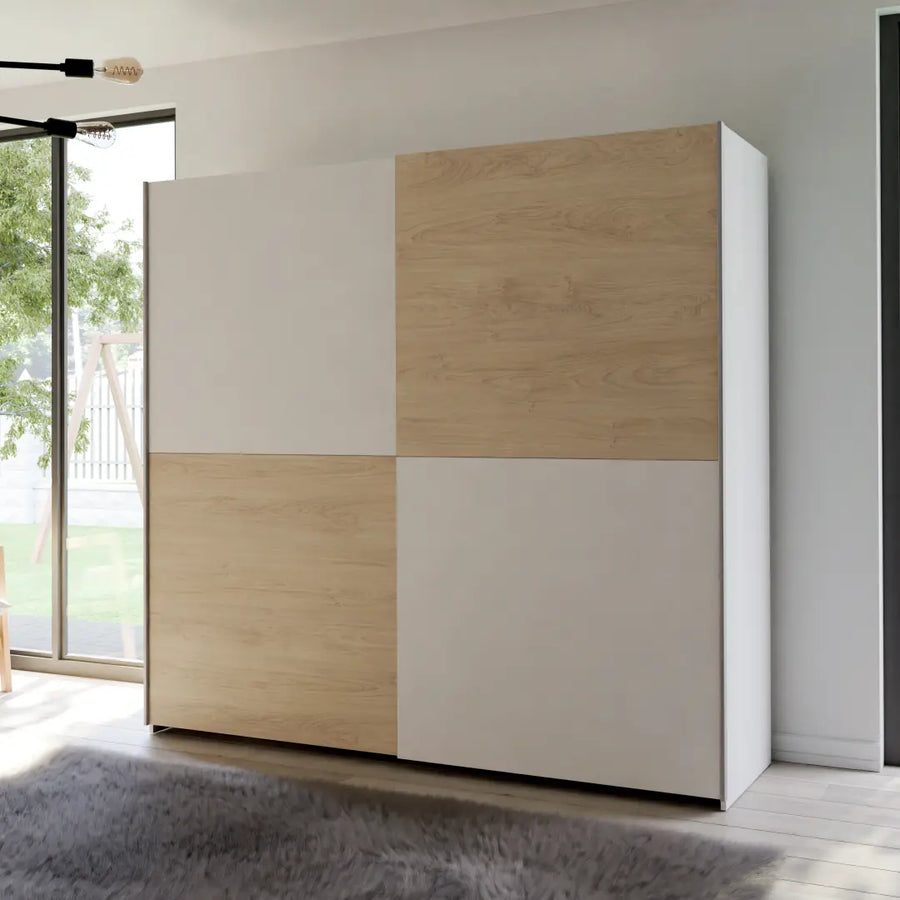Ballara Sliding Door Wardrobe 200cm in Oak Puccini