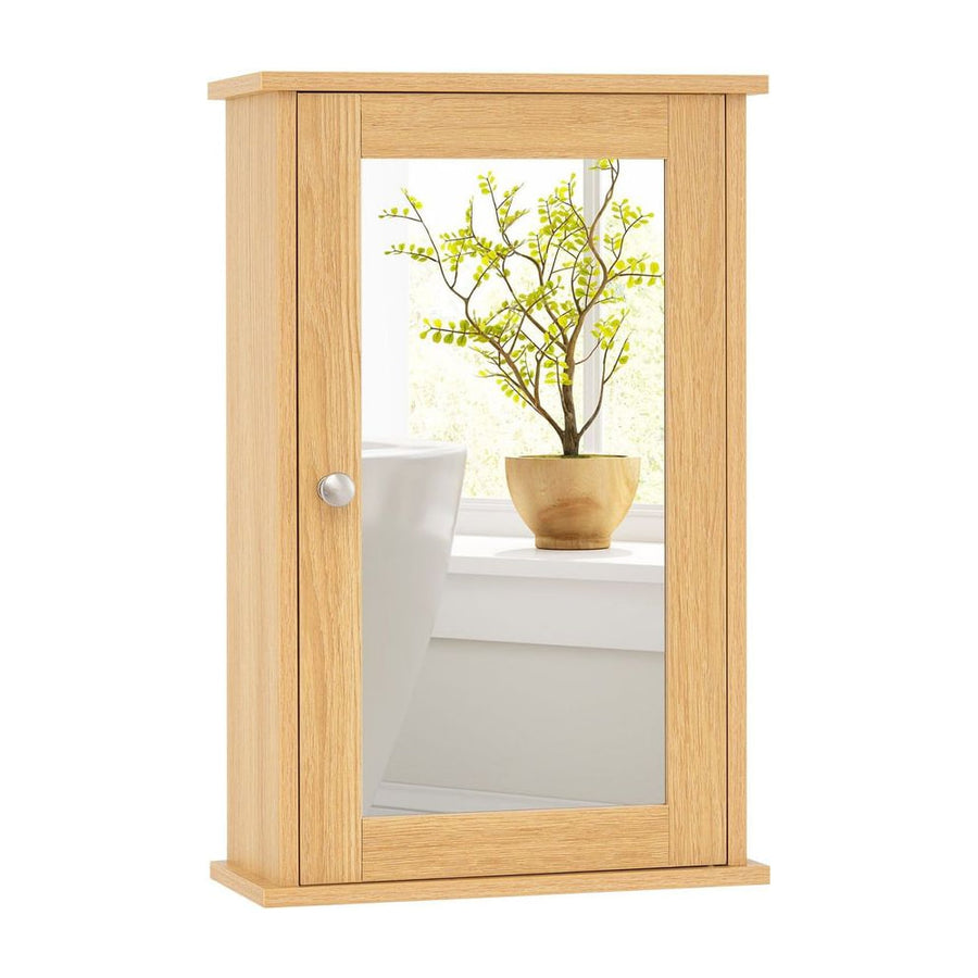 Bathroom Medicine Cabinet with Mirror and Adjustable Shelf-Natural