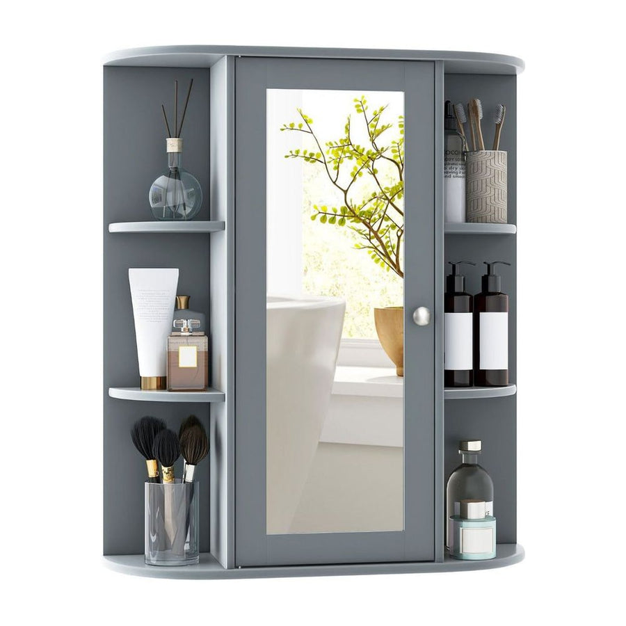 Bathroom Medicine Cabinet with Mirror with 3 Adjustable Shelves-Grey