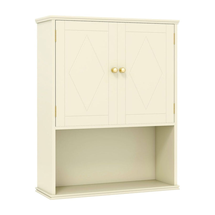 Bathroom Wall Cabinet with Open Shelf and Adjustable Shelf-Beige