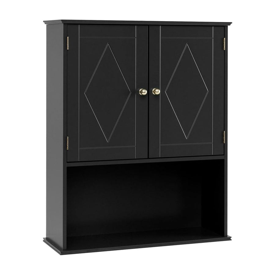 Bathroom Wall Cabinet with Open Shelf and Adjustable Shelf-Black