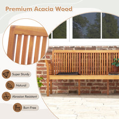 3-Person Porch Bench with High Backrest and Seat Cushion-White
