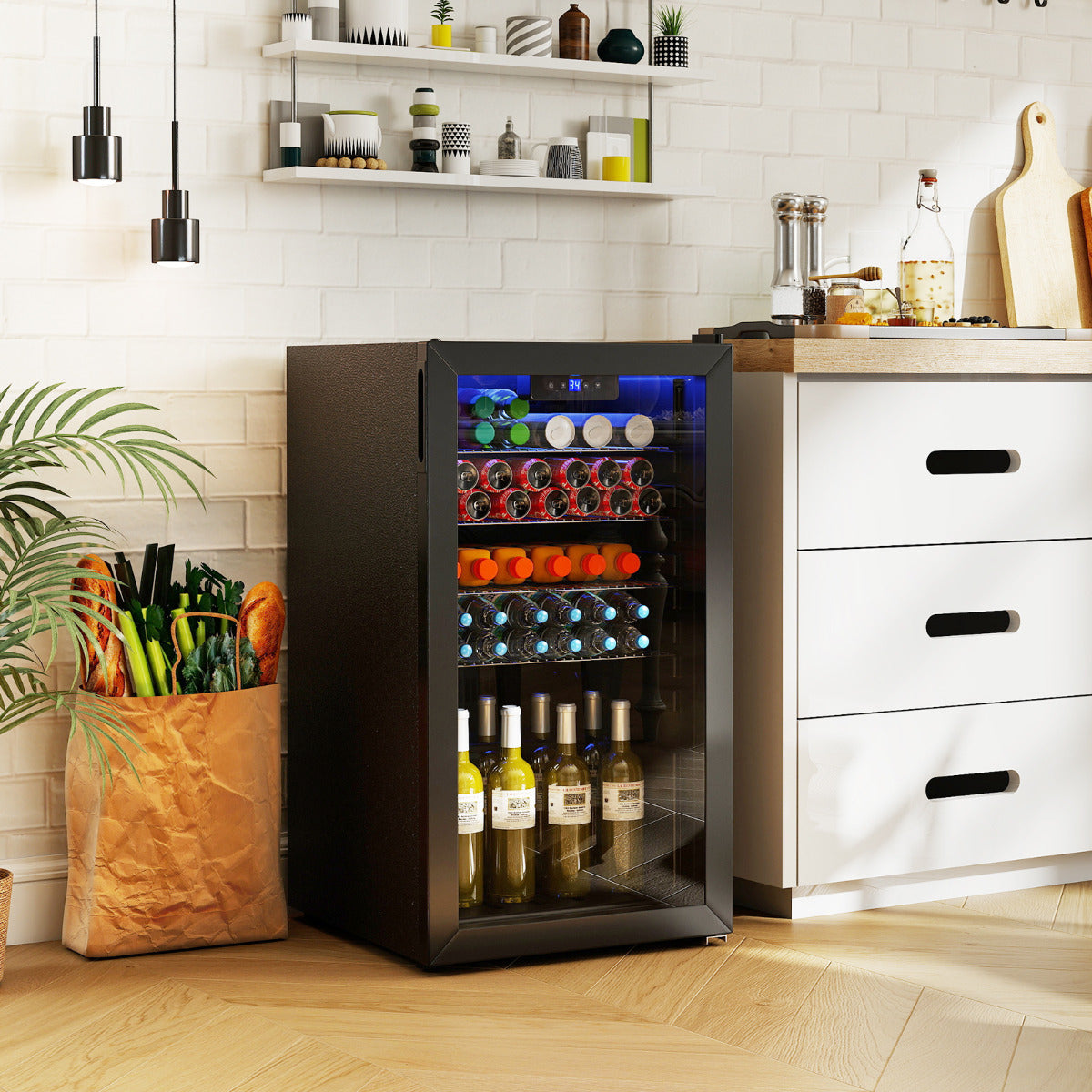 78 L Mini Beverage Refrigerator Cooler-Black