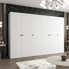 A white Parma I Hinged Door Wardrobe 300cm in a stylish bedroom