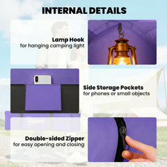 Outsunny 2 Person Camping Tent, Dome Tent with Zipped Doors, Storage Pocket, Portable Handy Bag, Light Purple