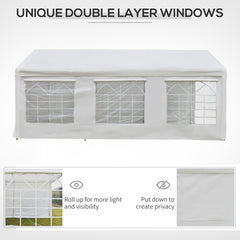 Outsunny 6m x 3m Garden Gazebo Marquee Wedding Shelter Level 4 Wind Protection, White