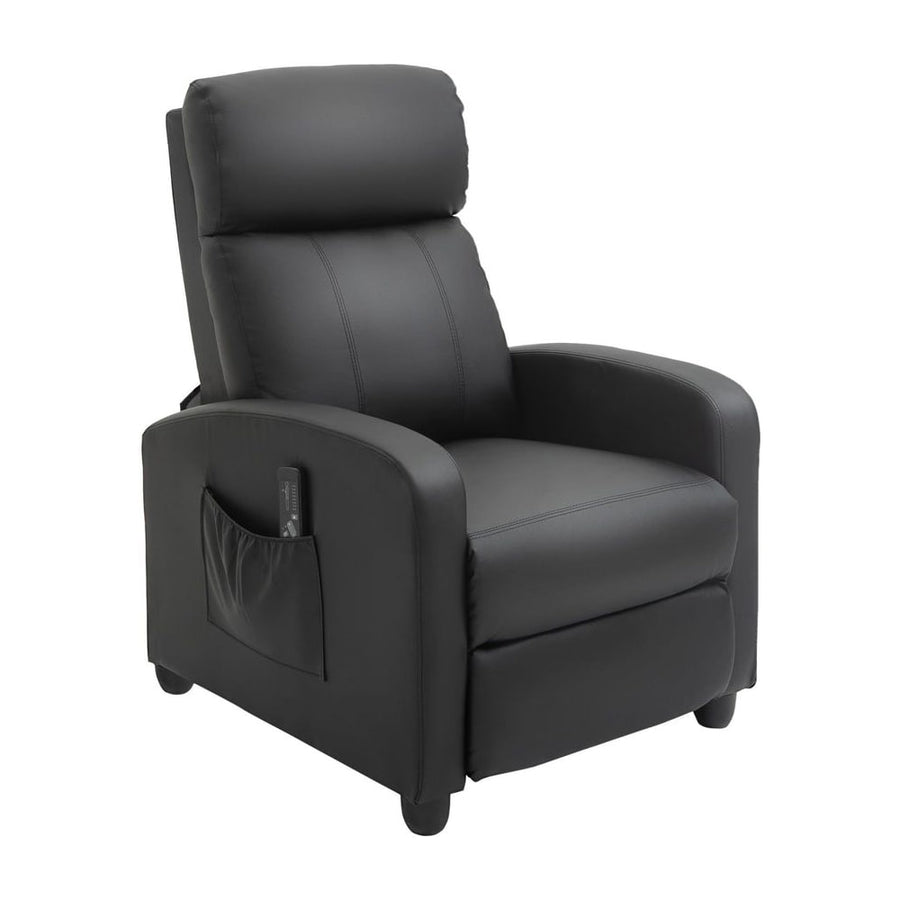 HOMCOM Massage Recliner Armchair with 150° Recline, Faux Leather, Side Pocket, Black