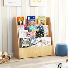 4-Tier Kids Bookshelf with Deep Compartments in Natural