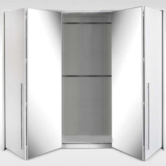 Grey Mirrored Folding Sliding Door Wardrobe 209cm – DUNHAM