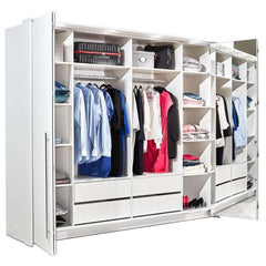 White Mirrored Folding Sliding Door Wardrobe 255cm – DUNHAM