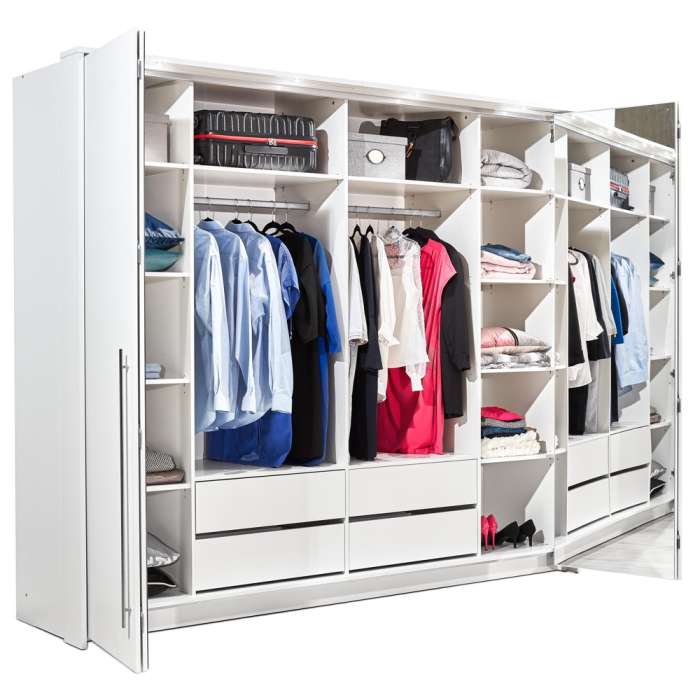 Grey Mirrored Folding Sliding Door Wardrobe 255cm – DUNHAM