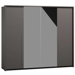 Grey Mirrored Folding Sliding Door Wardrobe 255cm – DUNHAM