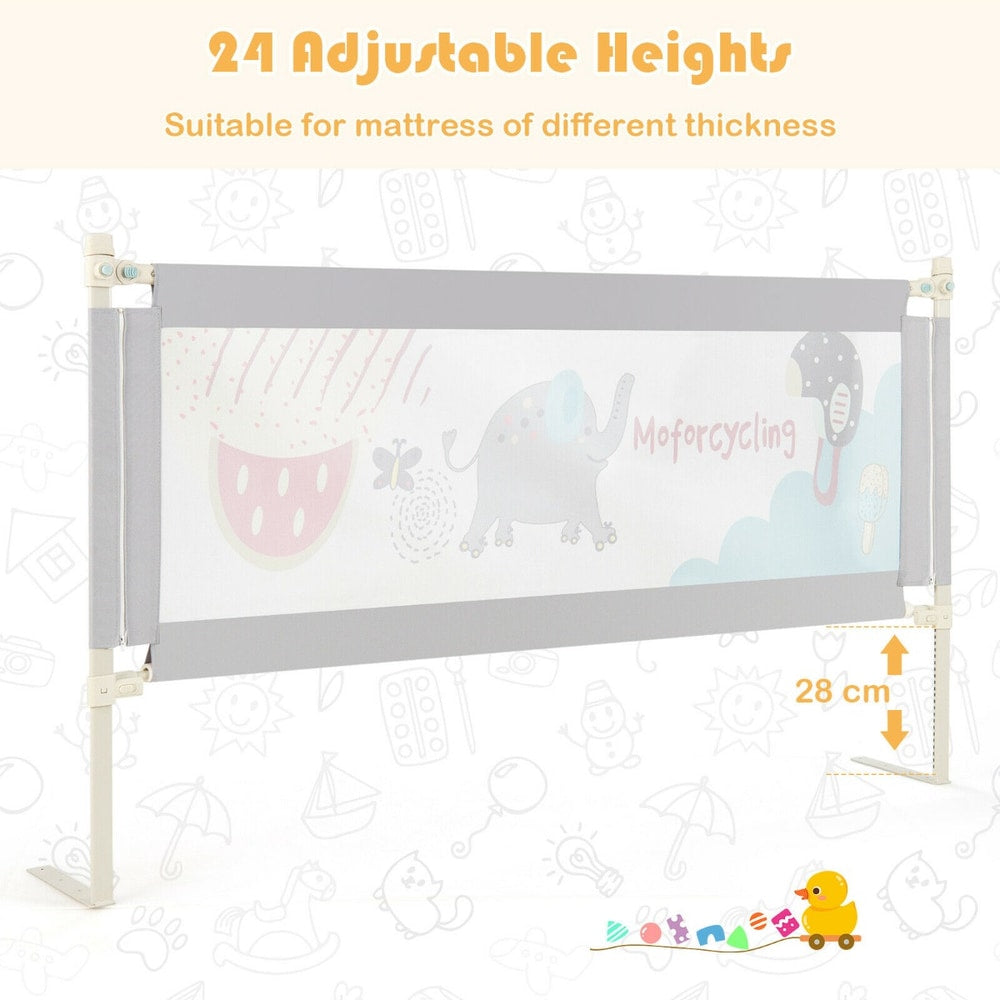 Close-up of the bed guardrail showing adjustable height options