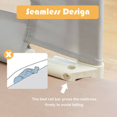 Close-up of the bed rail guard's connection to the mattress