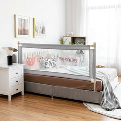 The baby bed rail guard installed on a bed with a child sleeping