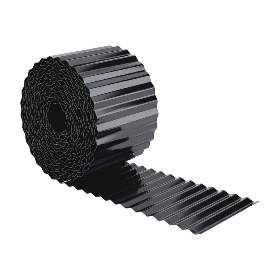 Outsunny Metal Garden Edging Border, 8 in x 21.3 ft Corrugated Heavy Duty Galvanised Steel Lawn Edging, Dark Grey