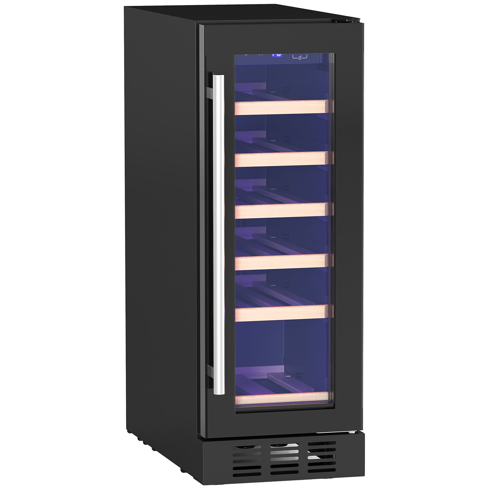 HOMCOM 19 Bottle 5-18℃ Wooden Rack Wine Fridge - Black