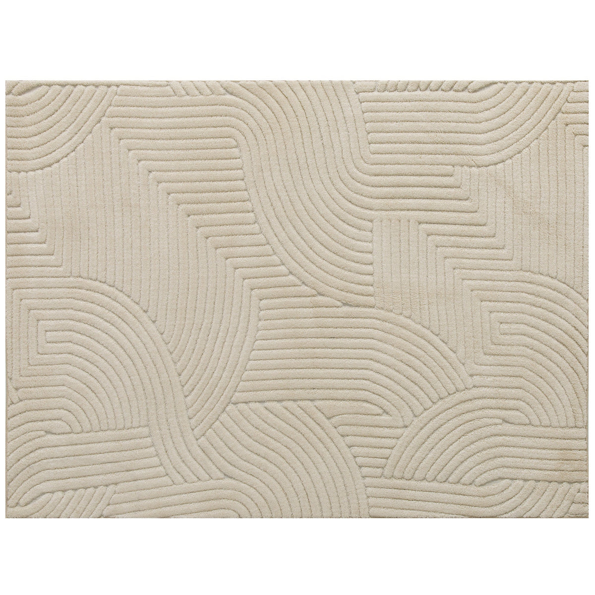 HOMCOM Modern Geometric Rug, Thick & Plush, Non-Slip, 200 x 140 cm - Cream, Living Room/Bedroom/Office