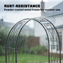 Outsunny Garden Arch, Arbour Trellis for Climbing Plants, Rose Arch for Wedding Garden Decoration, 155 x 40 x 246 cm, Black