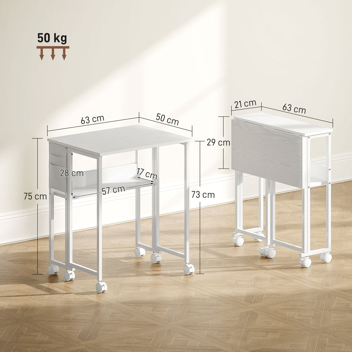 HOMCOM 63 cm Drop Leaf Writing Work Desk - White