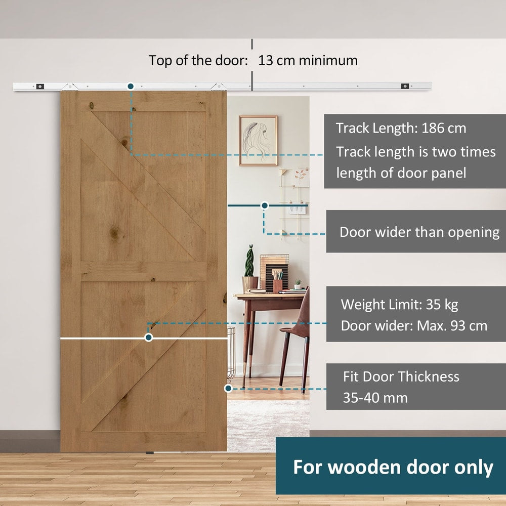 HOMCOM 6FT Modern Sliding Barn Door Closet Hardware Track Kit Track System Unit for Single Wooden Door - product image 4