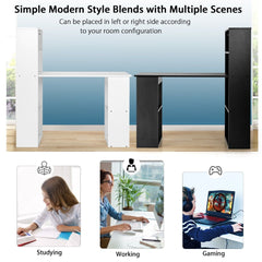 The office desk shown in white and black options for different room layouts