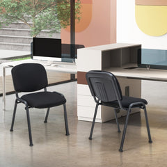 Two black conference chairs in a modern office setting