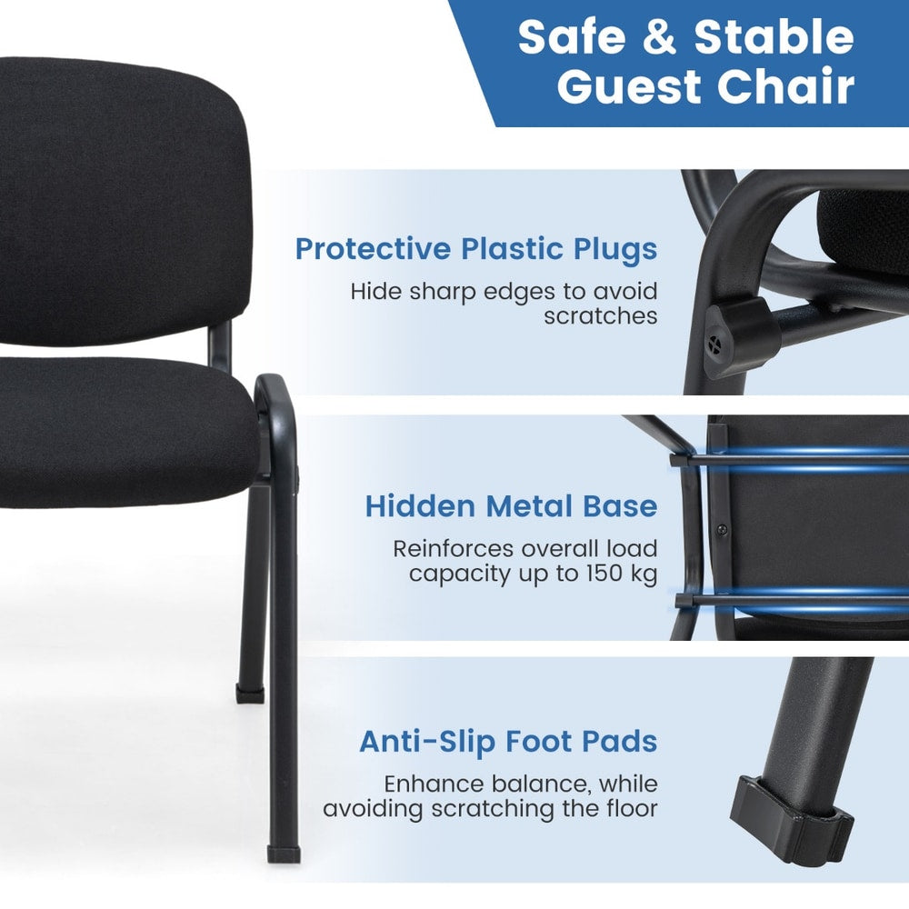 Close-up of the features of a black conference chair including protective plugs and anti-slip pads