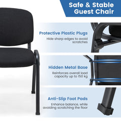 Close-up of the features of a black conference chair including protective plugs and anti-slip pads