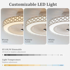 19 Inches Ceiling Fan with 3000-6500K Dimmable LED and 6 Wind Speeds & Timer-White
