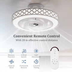 19 Inches Ceiling Fan with 3000-6500K Dimmable LED and 6 Wind Speeds & Timer-White