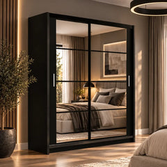 Dakota Sliding Door Wardrobe 203cm in Black, image 4