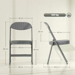 HOMCOM Set of Four Folding Corduroy Seat Chairs - Grey