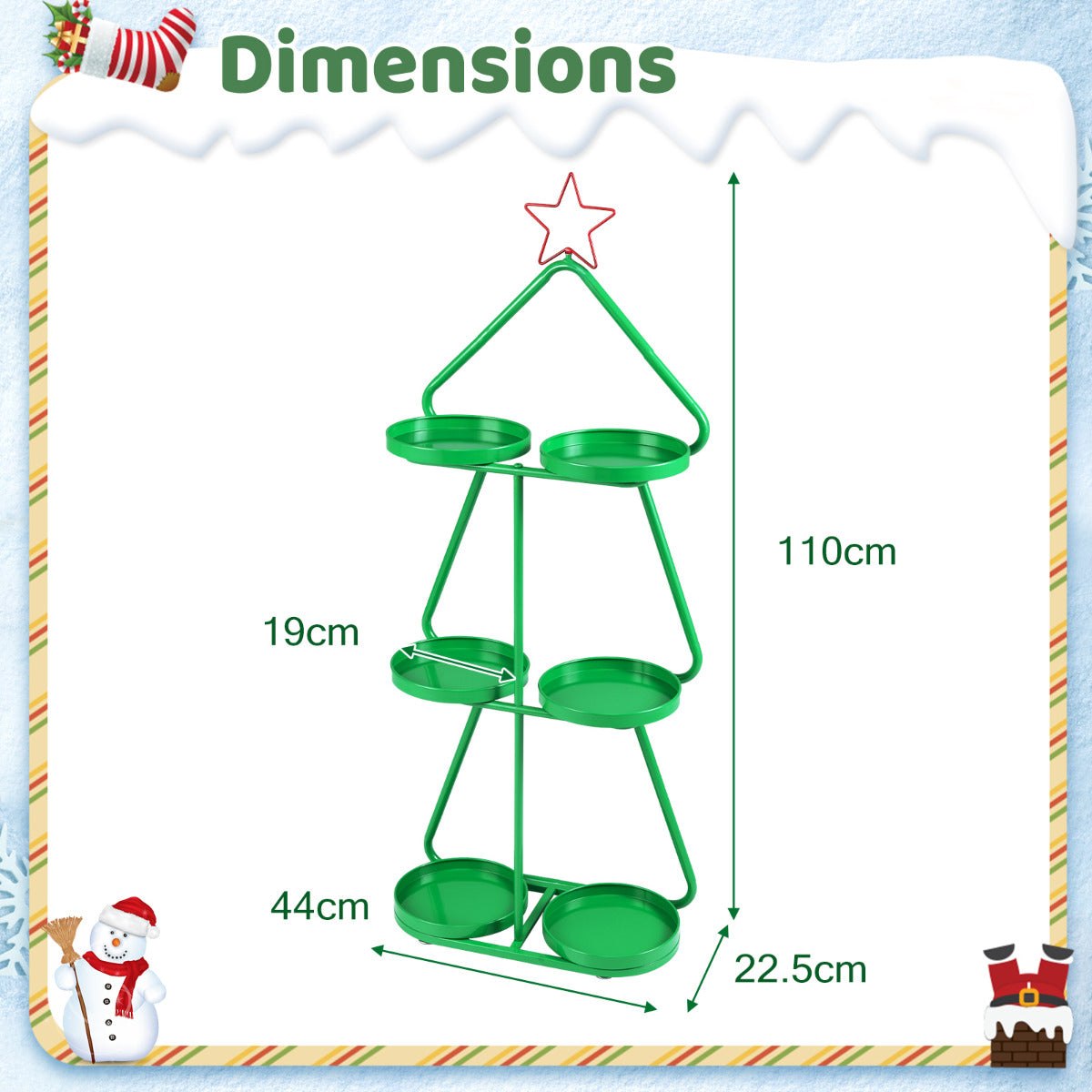 Christmas Plant Stand 3-Tier Tree-Shaped Side Table-Green