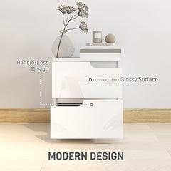 HOMCOM High Gloss Bedside Table Set of 2 - White