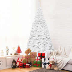 8 Feet White Artificial Christmas Tree with Metal Stand