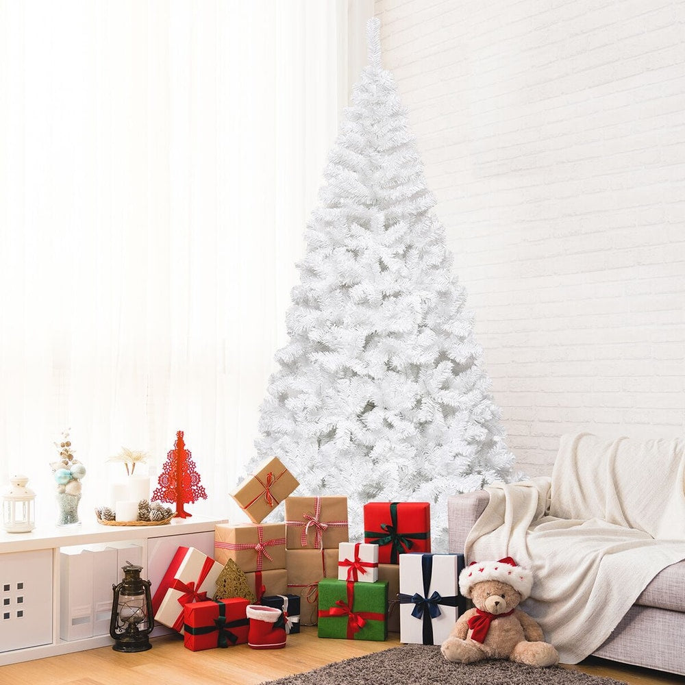 8 Feet White Artificial Christmas Tree with Metal Stand