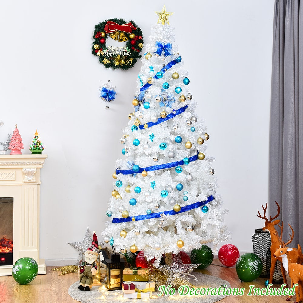 8 Feet White Artificial Christmas Tree with Metal Stand