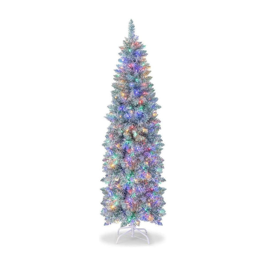 150/180 cm Slim Pencil Christmas Tree with 343/475 Branch Tips and 190/250 Colorful LED Lights-180 cm