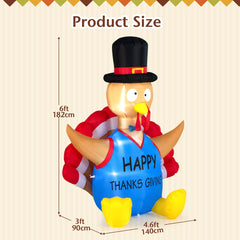 Thanksgiving Inflatable Turkey with LED Lights and Built-in Fan