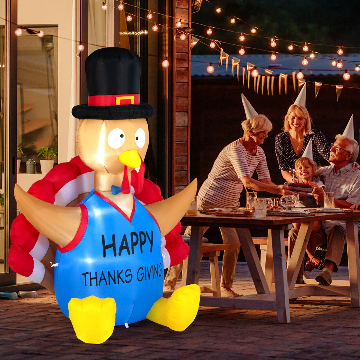 Thanksgiving Inflatable Turkey with LED Lights and Built-in Fan